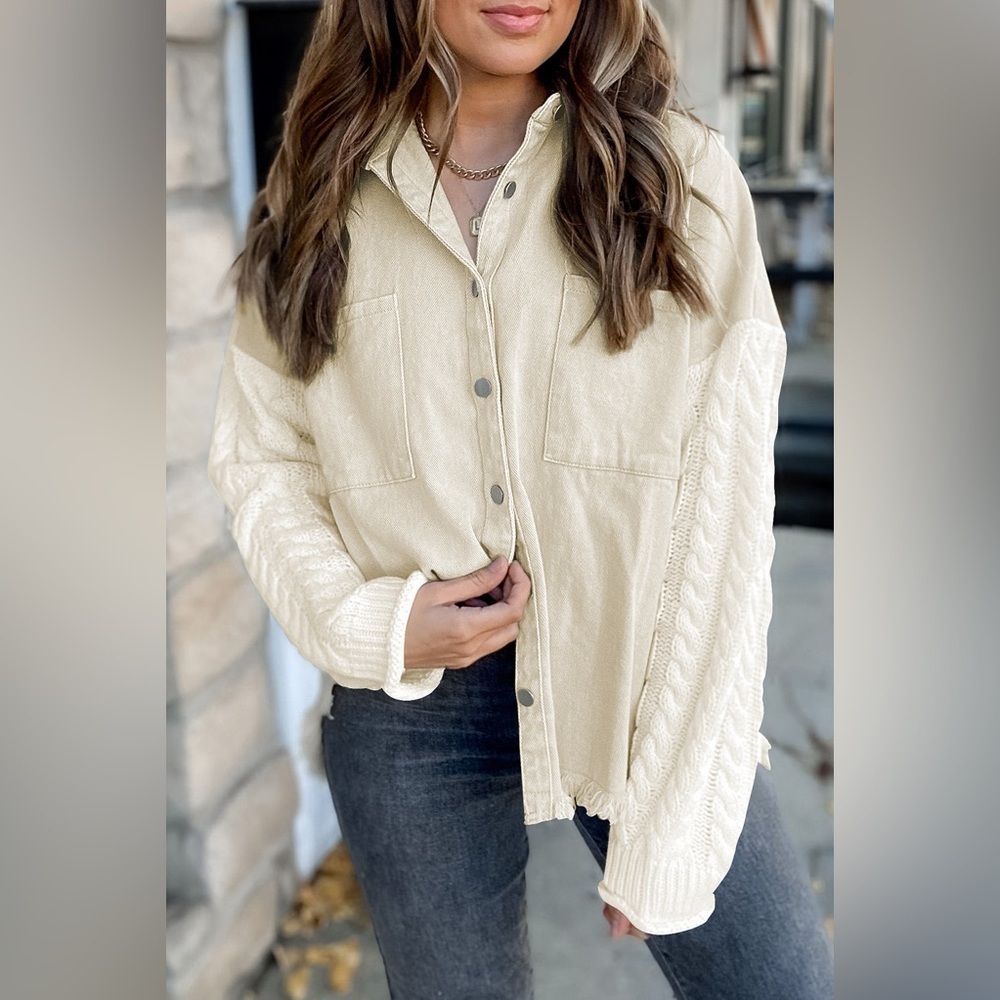 Gilli Cream Knit Sleeve Jacket